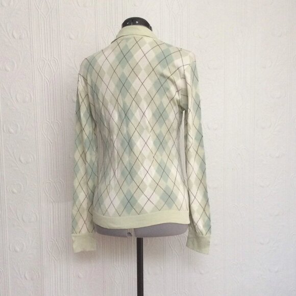 Vintage Aquascutum cotton argyle long sleeves polo long sleeve rugby shirt top - Picture 3 of 4